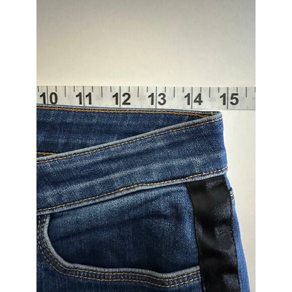 L'Agence Margot Skinny High Rise Neptune Jeans Sz 28 Black Satin Side Stripe USA - Picture 6 of 15